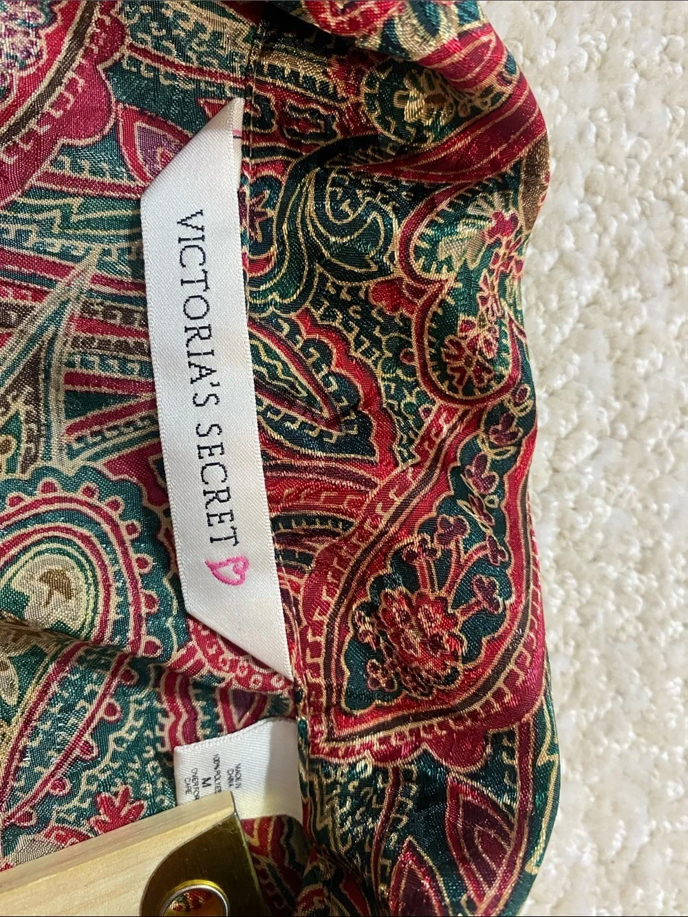 Victoria's Secret vintage 90s Paisley Button-Up Blouse in Red, Green & Gold